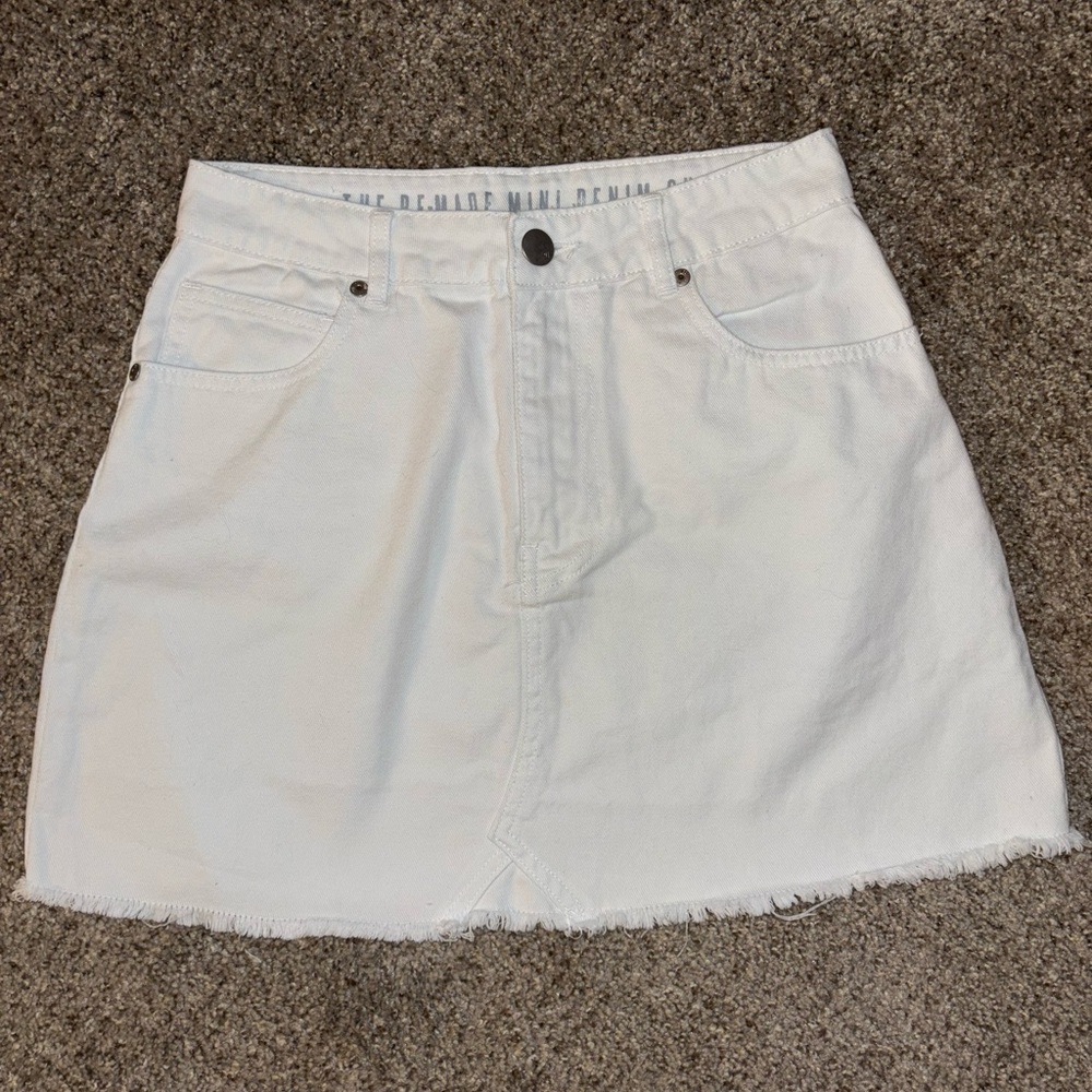 White Denim Mini Skirt